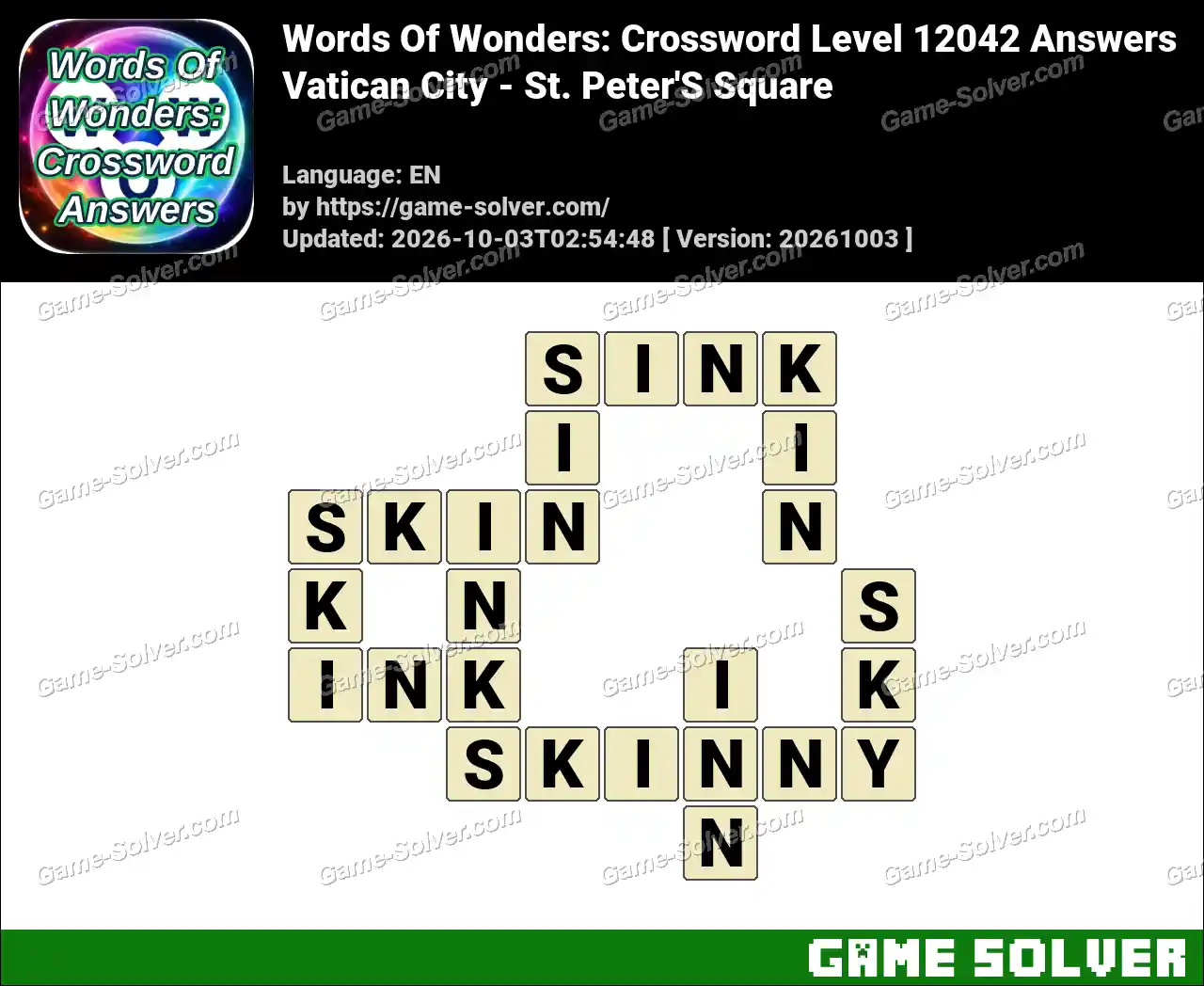 Words Of Wonders: Crossword Level 12042 Answers – Vatican City – St. Peter’S Square